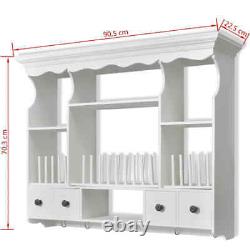 Wall Dish Rack Wooden Kitchen Wall Display Cabinet Mounted Plate Holder Drainer