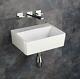 Wall Hung Basin No Tap Hole Bathroom Rectangle White Ceramic Sink 385mm by 300mm