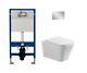 Wall Hung Toilet Rimless DPT Pan, Seat & 1.12m Concealed Cistern Frame WC Plate