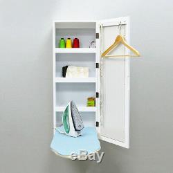 Wall Mount Built-in Storage Rack Ironing Board Foldable Mirror Cabinet Holder