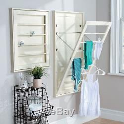 Wall Mount Laundry Rack Adjustable Clothes Drying Rod Space Saver Hanger Taupe