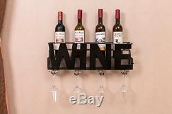 Wall Mount Metal Wine Rack Hanging Bottle Corks Holder Sturdy Storage Home Decor