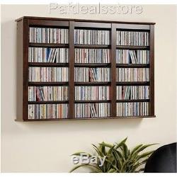 Wall Mount Shelf Storage Organizer Triple Adjustable CDs DVDs Blu-Ray Disc New