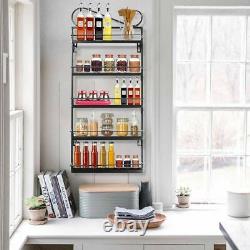 Wall Mount Spice Rack 5 Tier Height Adjustable For Home Kitchen Hanging Cabinet