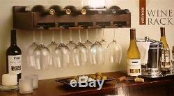 Wall-Mount Wine Rack Holds 6 Wine Bottles