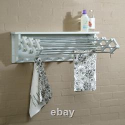 Wall Mounted 10 Rail Extending Clothes Dryer Rack White or Grey