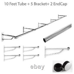 Wall Mounted 25mm Clothes Rail Garment Hanging Rack Display Tube Shops Home