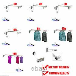 Wall Mounted 25mm Clothes Rail Garment Hanging Rack Display Tube Shops Home