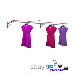Wall Mounted 32mm Clothes Rail Garment Hanging Rack Display Tube Shops Home