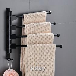 Wall Mounted 4 Arm Towel Rail Storage Holder Bathroom Kitchen Swivel Rack