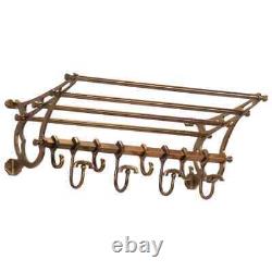 Wall-Mounted Aluminium Luggage Rack Brass Colour with Adjustable Coat M7I4