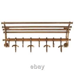 Wall-Mounted Aluminium Luggage Rack Brass Colour with Adjustable Coat M7I4