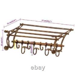 Wall-Mounted Aluminium Luggage Rack Brass Colour with Adjustable Coat M7I4