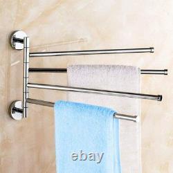 Wall Mounted Chrome Towel Holder Shelf Bathroom Storage Rack 4 Rail Bar Stand UK