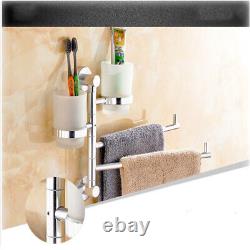 Wall Mounted Chrome Towel Holder Shelf Bathroom Storage Rack Rail Bar Stand New