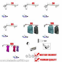 Wall Mounted Clothes Rail Garment Hanging Rack Display Tube Shops Home 25mm