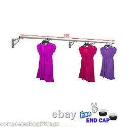 Wall Mounted Clothes Rail Garment Hanging Rack Display Tube Shops Home 32mm