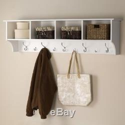 Wall-Mounted Coat Rack White 9-Hook Entry Hallway Furniture Jacket Hanger