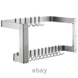 Wall Mounted Double Line Pot Rack 24 Stainless Steel 18 Galvanized Double Hooks