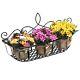 Wall Mounted Flower Pot Planter Rack Black Metal Home Storage Organizer Basket