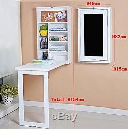 Wall Mounted Foldable Desk Table Save Space Storage Blackboard Kids Study Racks