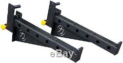 Wall Mounted Folding Squat / Bench Press Rack + Safety Bars + Tricep Dip Bar