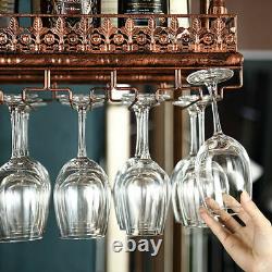 Wall Mounted Metal Wine Glass Rack Shelf Bar Drink Bottle Storage Display Holder