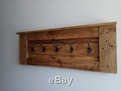 Wall Mounted Reclaimed Wood Coat Rack With Victorian Style Cast Iron Hooks