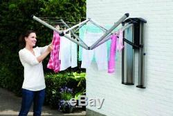 Wall-Mounted Retractable Clothes Line Drying Rack Hanging Space Saver Laundry