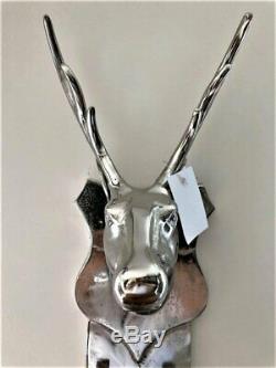 Wall Mounted Silver Stags Head Antler Wine Rack Holder for Four Bottles