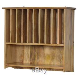 Wall Mounted Solid Wood Plate Rack with Shelf