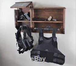 Wall Mounted Tactical Duty Gear Rack and Hidden Gun Safe
