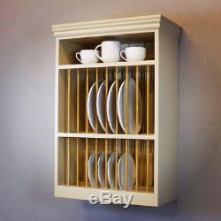 Wall Mounted Two Level Kitchen Plate Rack Store Shelf Drainer in Pine and Oak
