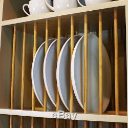 Wall Mounted Two Level Kitchen Plate Rack Store Shelf Drainer in Pine and Oak