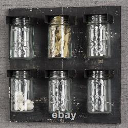 Wall Mounted Vintage Style Rack with Glass Storage Jars