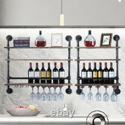 Wall Mounted Wine Glass Rack Bar Drinking Bottle Storage Shelf Display Shelving