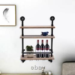 Wall Mounted Wine Glass Rack Bar Drinking Bottle Storage Shelf Display Shelving