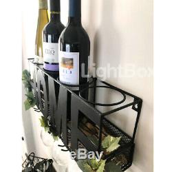 Wall-Mounted Wine Metal Rack Shelf Storage Bottle Glass Holder Bar Home Champagn