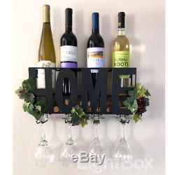 Wall-Mounted Wine Metal Rack Shelf Storage Bottle Glass Holder Bar Home Champagn