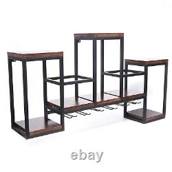 Wall Mounted Wine Rack Bar Drink Bottle Storage Shelf Glass Holder Display Black