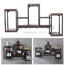 Wall Mounted Wine Rack Bar Drink Bottle Storage Shelf Glass Holder Display Black