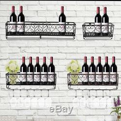 Wall Mounted Wine Rack Storage Glass Champagne Bottle Metal Holder Rack Home Bar