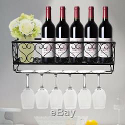Wall Mounted Wine Rack Storage Glass Champagne Bottle Metal Holder Rack Home Bar