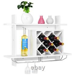 Wall Mounted Wine Rack for 6-Bottles with Storage Display