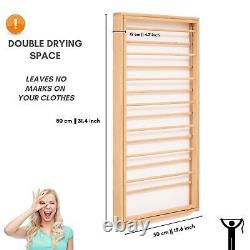 Wall Mounted Wood Dryer Drying Rack Clothes With Double Side Rails Space Saver