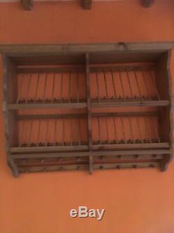 Wall Mounted Wooden Plate & Cup Rack