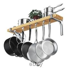 Wall Mounted Wooden Pot Rack, 36 by 8-Inch
