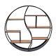 Wall Mounted Wooden Stand 6-Compartment Round Hanging Shelf Home Display Rack