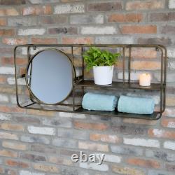 Wall Shelf With Adjustable Mirror Industrial Display Shelf Metal Storage Rack