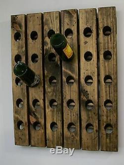 Wall Wine Riddling Rack Distressed Wood Handmade Wall Hanging